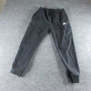 Nike Sweatpants Mens S Black Fleece Joggers Elastic Waist Cargo Pockets Swoosh